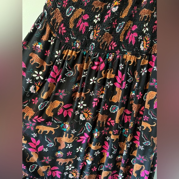 Torrid Leopard Floral Midi Challis One-Shoulder Dress - Picture 5 of 7